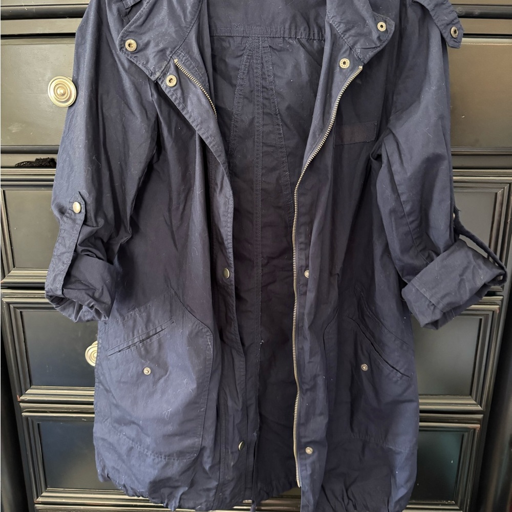 Merona Blue Utility Jacket with Durable Water-resistant Fabric 31” Length